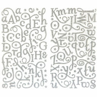 Making Memories - Fa La La Collection - Christmas - Shimmer Alphabet Stickers - Silver, CLEARANCE