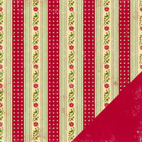 Making Memories - Fa La La Collection - Christmas - 12 x 12 Double Sided Paper - Poinsettia Stripe