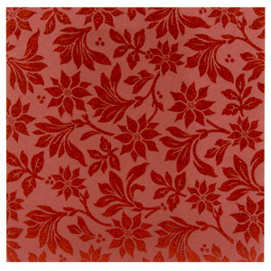 Making Memories - Fa La La Collection - Christmas - 12 x 12 Glittered Paper - Poinsettia Red