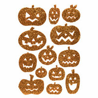 Making Memories - Spellbound Halloween Collection - Glitter Foam Stickers - Orange Pumpkins