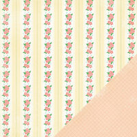 Making Memories - Flower Patch Collection - 12 x 12 Double Sided Paper - Floral Stripe Flower Patch, CLEARANCE