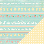 Making Memories - Flower Patch Collection - 12 x 12 Double Sided Paper - Stripe Flower Patch, CLEARANCE