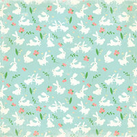 Making Memories - Flower Patch Collection - 12 x 12 Flocked Paper - Bunny Flower Patch, CLEARANCE