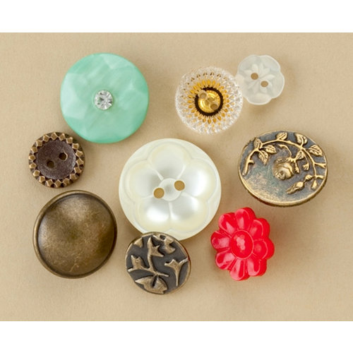 Making Memories - Vintage Findings Collection - Buttons - Copper, CLEARANCE