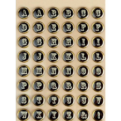 Making Memories - Vintage Findings Collection - Stickers - Foil Epoxy Alphabet - Black, CLEARANCE