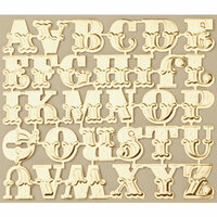 Making Memories - Vintage Findings Collection - Metallic Embossed Alphabet - Gold , CLEARANCE