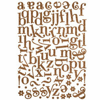 Making Memories - Shimmer Chipboard Alphabet - Mixed Jigsaw - Swash Font - Brown, CLEARANCE