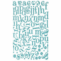 Making Memories - Shimmer Chipboard Alphabet - Jigsaw - Swash Font - Blue , CLEARANCE