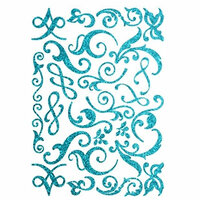 Making Memories - Shimmer Chipboard Flourishes - Blue, CLEARANCE