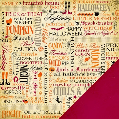 Making Memories - Spook Alley Collection - Halloween - 12 x 12 Double Sided Paper - Words , CLEARANCE