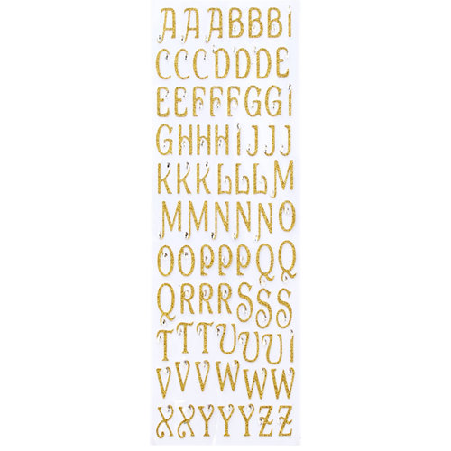 Making Memories - Glitter Bling Collection - Jeweled Alphabet Stickers - Gold, CLEARANCE