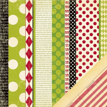Making Memories - Mistletoe Collection - Christmas - 12 x 12 Double Sided Paper - Pattern Stripe, BRAND NEW