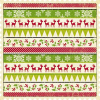 Making Memories - Mistletoe Collection - Christmas - 12 x 12 Die Cut Paper - Icon Stripe , CLEARANCE