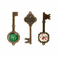 Making Memories - Mistletoe Collection - Christmas - Metal Keys , BRAND NEW