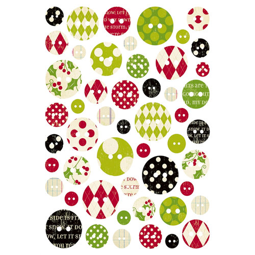 Making Memories - Mistletoe Collection - Christmas - Chipboard Buttons , CLEARANCE