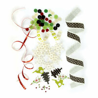 Making Memories - Mistletoe Collection - Christmas - Trims and Treats Embellishment Kit, CLEARANCE