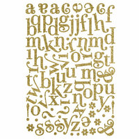 Making Memories - Shimmer Chipboard Alphabet - Jigsaw - Swash Font - Gold , CLEARANCE