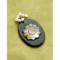 Making Memories - Vintage Groove Collection - Jewelry Pendant - Black Oval