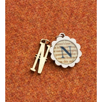 Making Memories - Vintage Groove Collection - Jewelry Alphabet Charms - Letter N