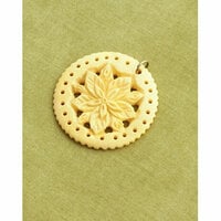 Making Memories - Vintage Groove Collection - Jewelry Pendant - Carved Wood Flower