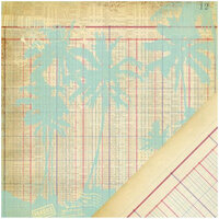 Making Memories - Panorama Collection - 12 x 12 Double Sided Paper - Ledger Palm Tree