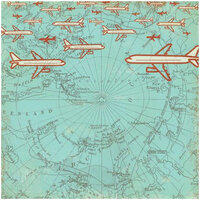 Making Memories - Panorama Collection - 12 x 12 Varnish Paper - Airplane