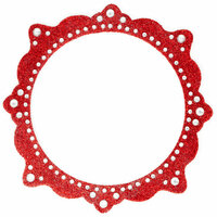 Making Memories - Glitter Bling Collection - Self Adhesive Circle Frame - Artisan Red