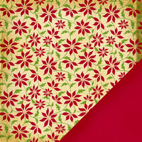 Making Memories - Noel Collection - Christmas - 12 x 12 Double Sided Paper - Poinsettia Ledger