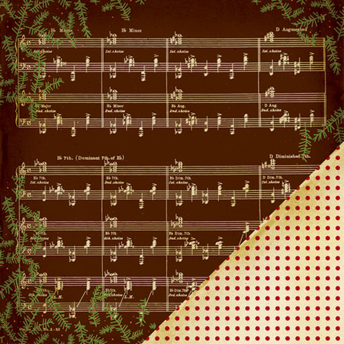 Making Memories - Noel Collection - Christmas - 12 x 12 Double Sided Paper - Music Note Brown