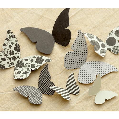 Making Memories - Paper Reverie Collection - Cardstock Pieces - Butterflies - Noir