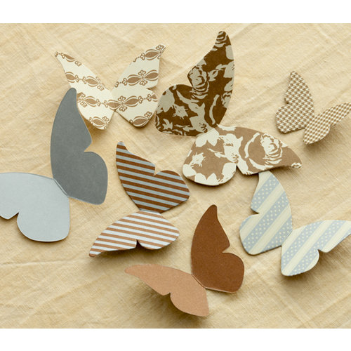 Making Memories - Paper Reverie Collection - Cardstock Pieces - Butterflies - Metallique
