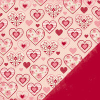 Making Memories - Je t'Adore Collection - Valentine - 12 x 12 Double Sided Paper - Pattern Hearts