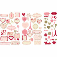 Making Memories - Je t'Adore Collection - Valentine - Die Cut Pieces with Glitter and Foil Accents - Papier