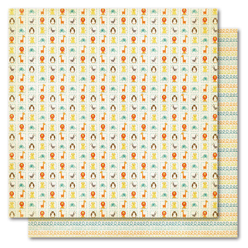 My Mind's Eye - Alphabet Soup Collection - 12 x 12 Double Sided Paper - Animal Kingdom Boy, CLEARANCE