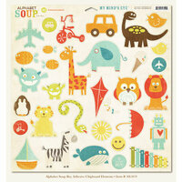 My Mind's Eye - Alphabet Soup Collection - 12 x 12 Chipboard Stickers - Elements Boy, CLEARANCE