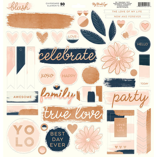My Minds Eye - Blush Collection - 12 x 12 Chipboard Stickers - Elements