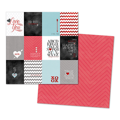 My Mind's Eye - Cupids Arrow Collection - 12 x 12 Double Sided Paper with Foil Accents - Love Journal Cards
