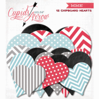My Mind's Eye - Cupids Arrow Collection - Chipboard Hearts with Foil Accents