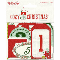 My Minds Eye - Cozy Christmas Collection - Advent Tags with Red Glitter Accents