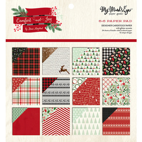 My Minds Eye - Comfort and Joy Collection - Christmas - 6 x 6 Paper Pad with Glitter Accents