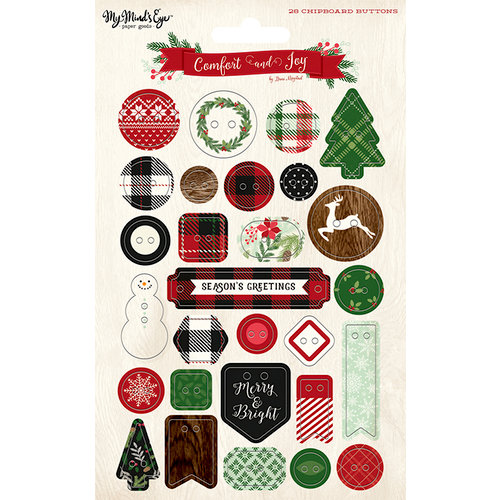 My Minds Eye - Comfort and Joy Collection - Christmas - Chipboard Buttons