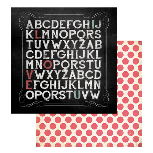 My Minds Eye - Chalk Studio 2 Collection - 12 x 12 Double Sided Paper - Alphabet Love