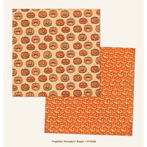 My Mind's Eye - Frightful Collection - Halloween - 12 x 12 Double Sided Paper - Pumpkin