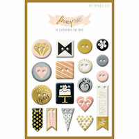 My Minds Eye - Fancy That Collection - Tux - Chipboard Buttons with Foil Accents