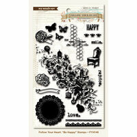 My Mind's Eye - Follow Your Heart Collection - Be Happy - Clear Acrylic Stamps