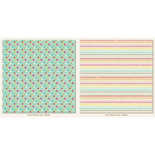 My Mind's Eye - My Girl Collection - 12 x 12 Double Sided Paper - Rainbow