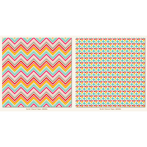 My Mind's Eye - My Girl Collection - 12 x 12 Double Sided Paper - Chevron