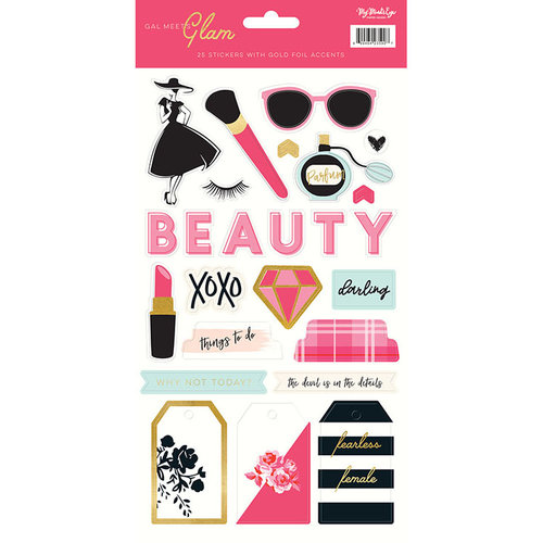 My Minds Eye - Gal Meets Glam Collection - Cardstock Stickers with Foil Accents