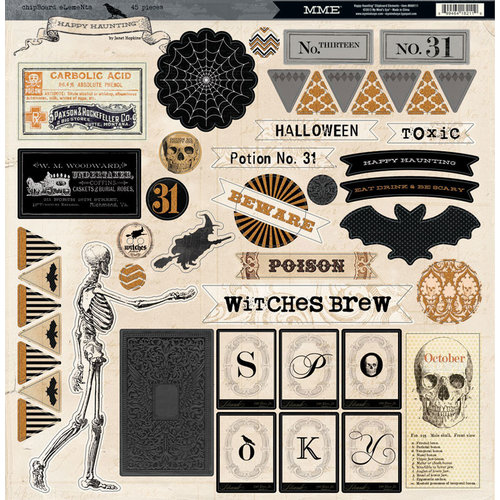 My Mind's Eye - Happy Haunting Collection - Halloween - 12 x 12 Chipboard Stickers