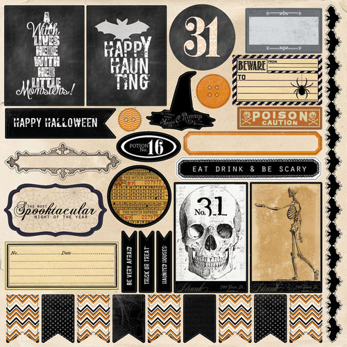 My Mind's Eye - Happy Haunting Collection - Halloween - 12 x 12 Cardstock Stickers